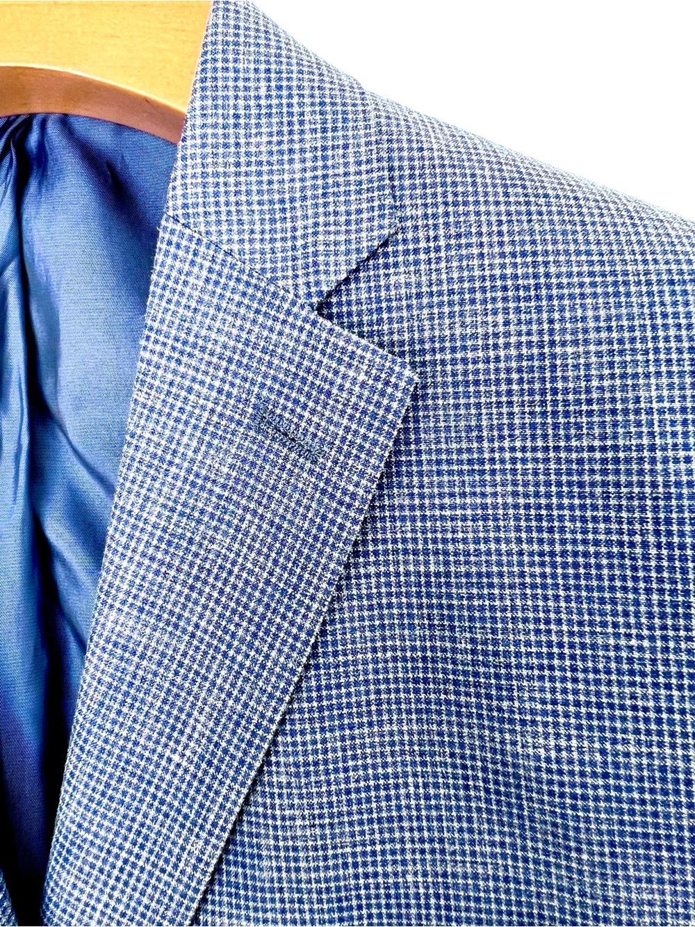 Wool,Silk & Linen Ralph Lauren Black Label Blue Micro-Check Sport Coat